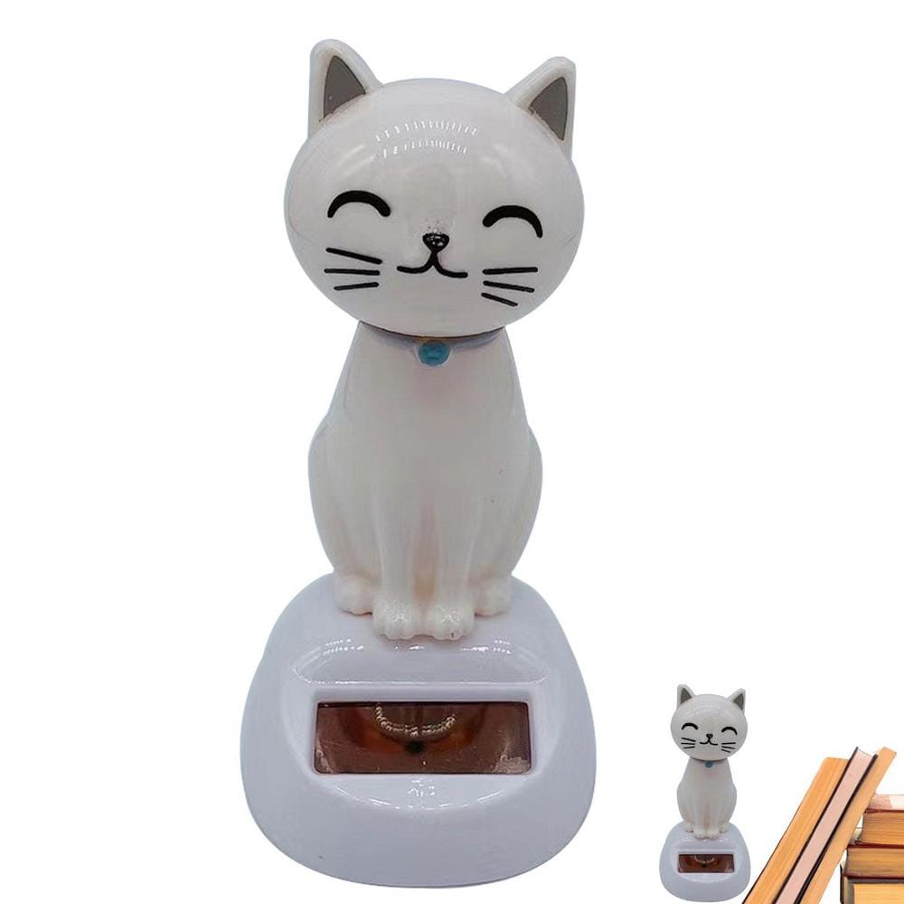 Solar energy cat ornament for car dashboard