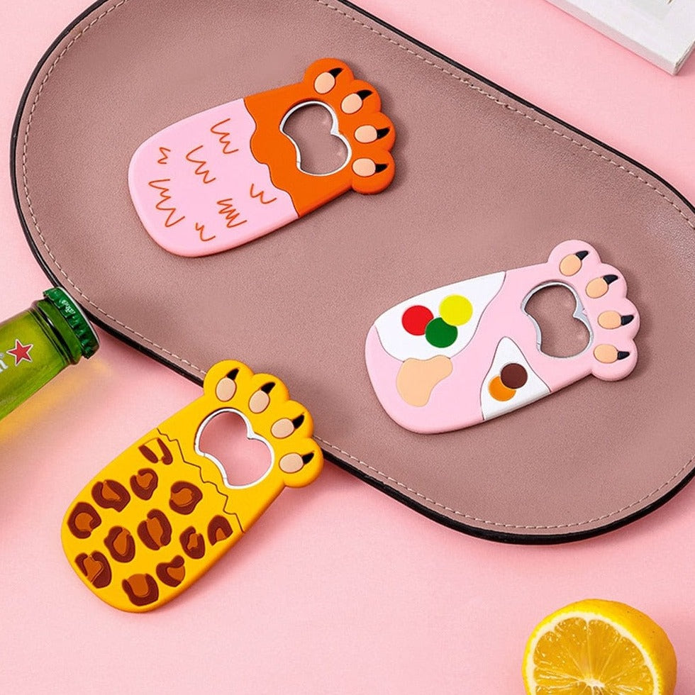 Functional and decorative cat paw magnet bottle opener