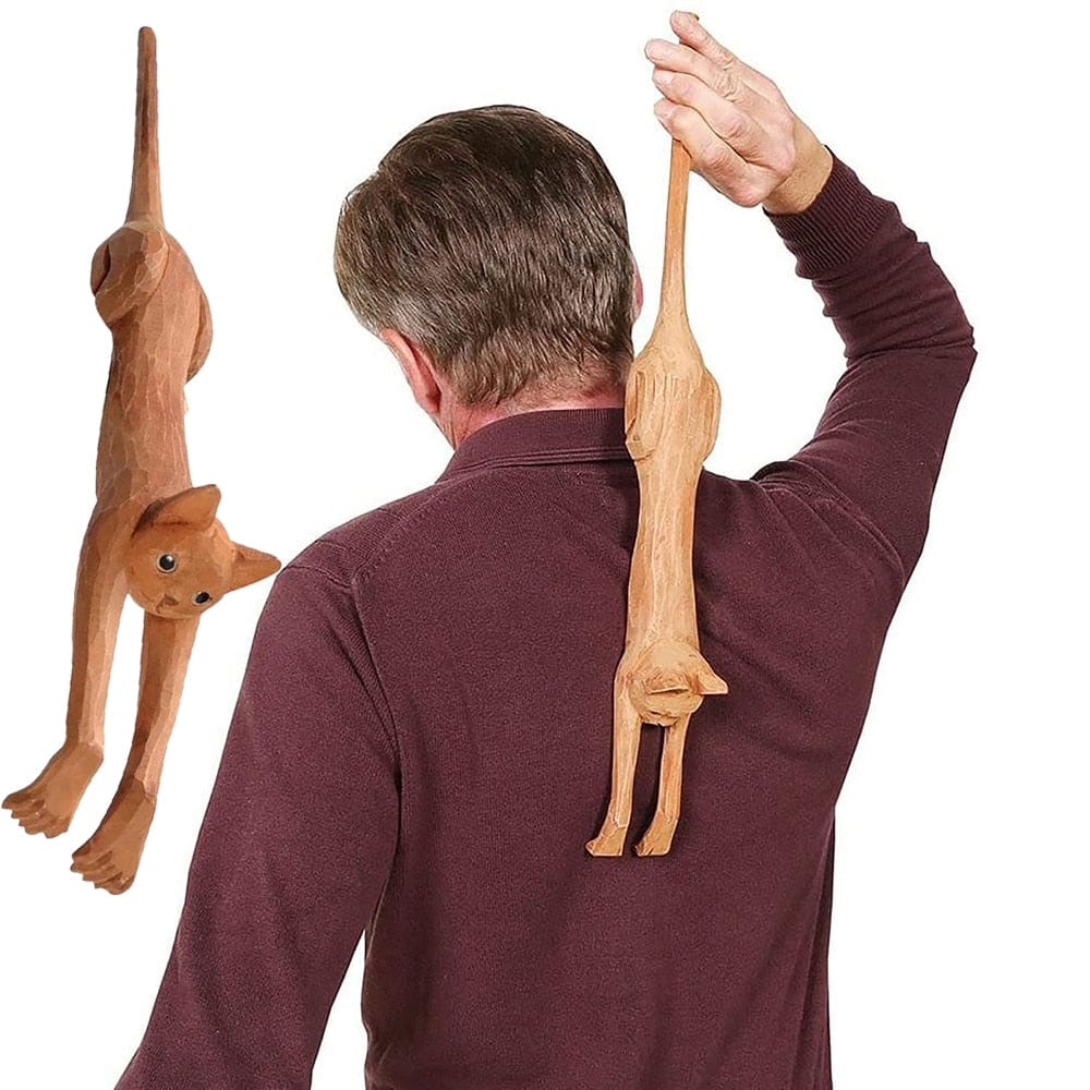 Funny cat back scratcher with massaging feature