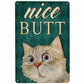 Vintage metal signs with comical cat images