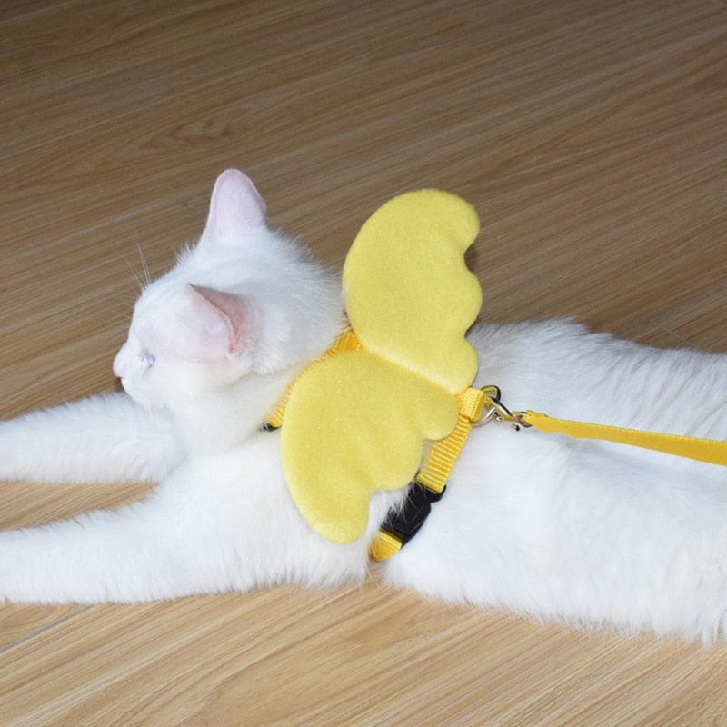 Winged cat walking harness and leash