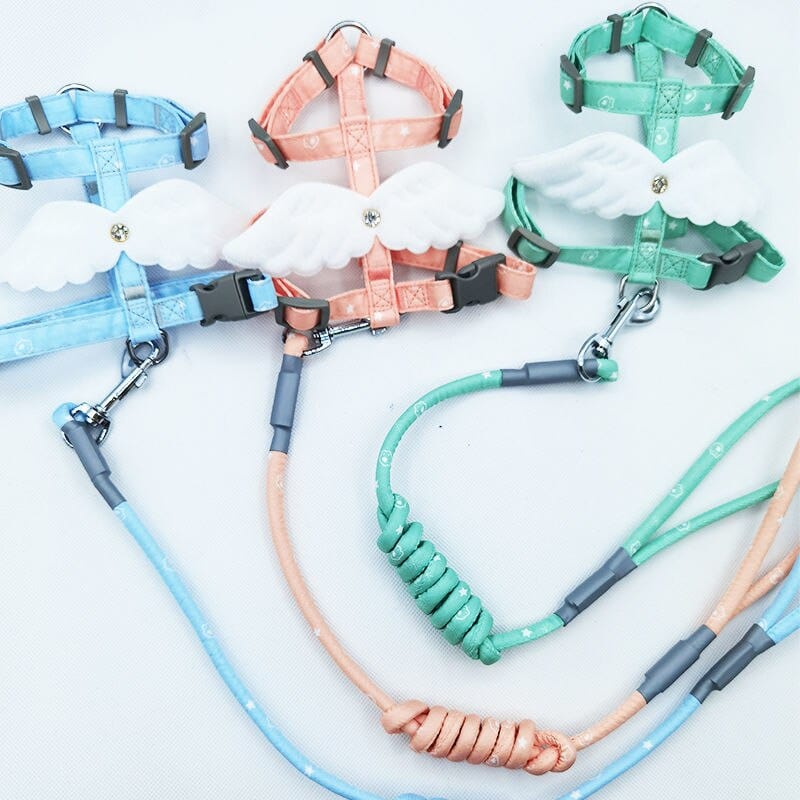 Sweet cat harness with angel wing straps