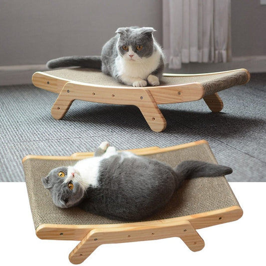 Wooden cat scratcher lounge bed Wooden Cat Scratcher Scraper Detachable Lounge Bed 3 In 1 Scratching Post For Cats Training Grinding Claw Toys Cat Scratch Board