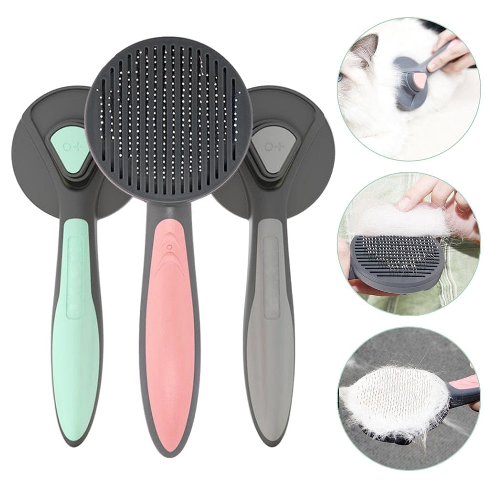 Cat Hair Removal Brush with Self-Cleaning Button | Pet Grooming ... - Cat Hair Removal Gels Without Brush