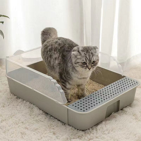 Semi-enclosed cat litter box Large Full Semi-Enclosed Cat Toilet, Cat Litter Box, Anti-Sand, Small Size, Large, Full, Supplies