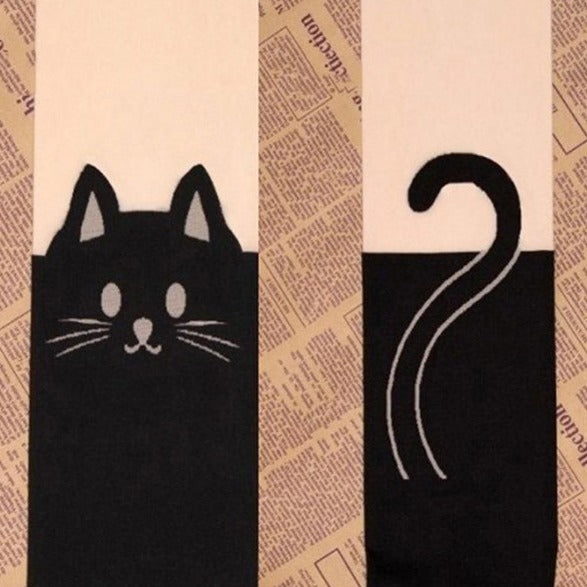 Sexy Black Cat Print Catyhose Front and Back Designs