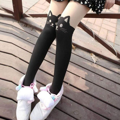 Sexy Black Cat Print Catyhose stockings female cat