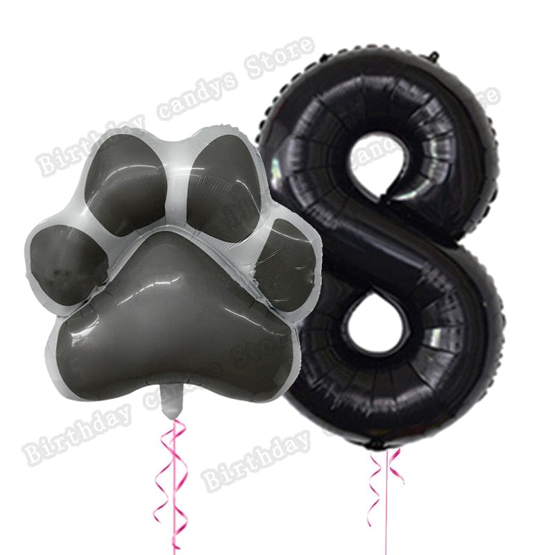 Cat paw number balloons for pet-themed parties