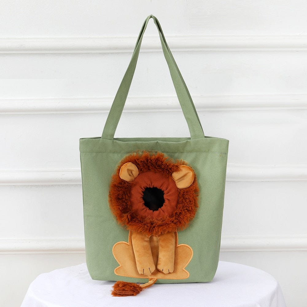 Lion-shaped cat carrier tote