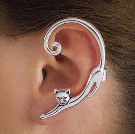 Silver Cat Tail Wrap Ear Cuff Earring