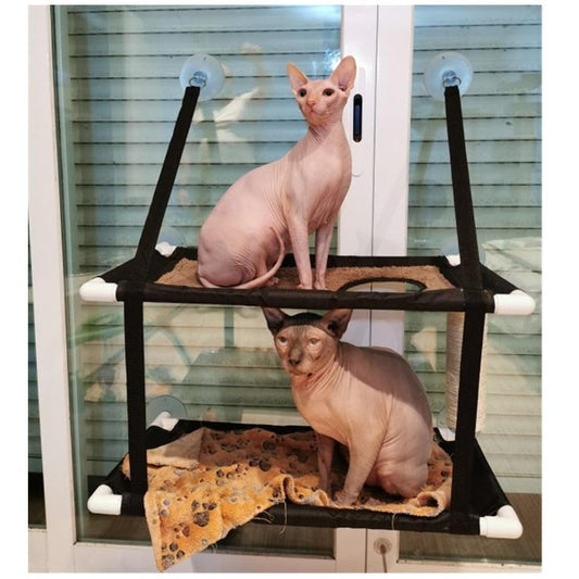 Pet Cat Hammock Bed Double Layer Hanging Bed Cat Window Bed Cat Hammock Pet Waterproof Fabric Cat Bed Cat Climbing Sleeping Mattress Single Layer Double Bearing
