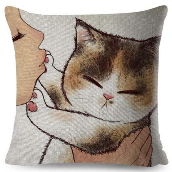 Sleepy Brown Cat Head Pat Cushion