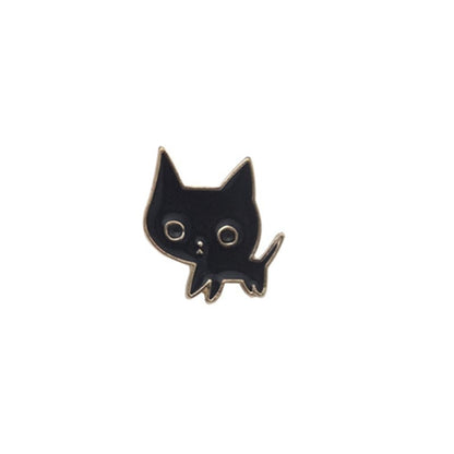 Small Black Cat Pin – Minimal Cartoon Kitty Design