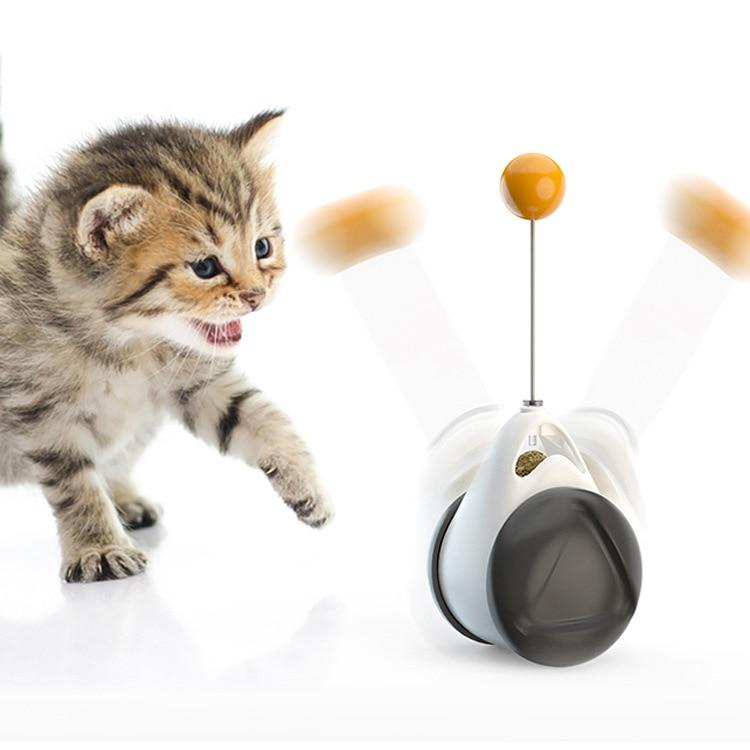  Smart Interactive Cat Toy , Auto Rotate Ball Funny cat Stick Cat Toy with Catnip Smell, Cat Toys for Indoor Cat Teaser with Balanced Wheel Toy With Wheels