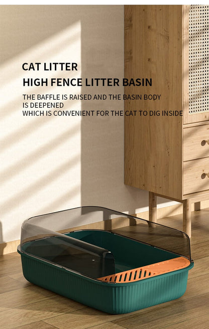 Colorful semi-closed litter box with litter guard cat sandbox litter box