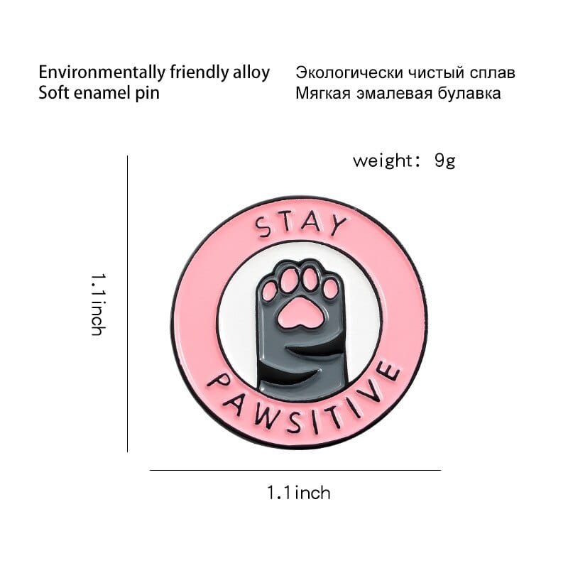 Stay Pawsitive Cat Pin – Product Size Display Card