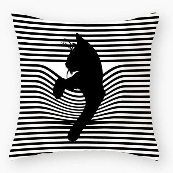 Striped Cat Cushion Cover