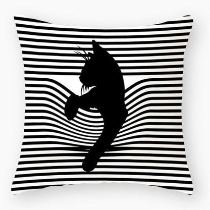 Striped Cat Cushion Cover