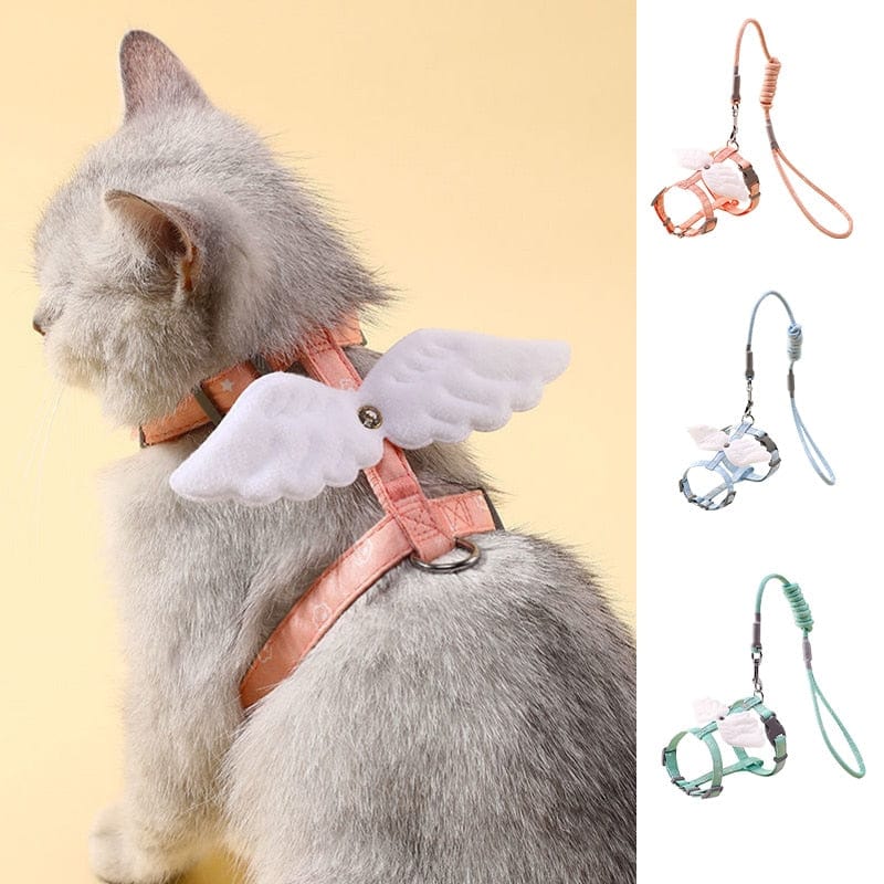 Best sweet angel wing cat strap harness Sweet Angel Wing Cat Harness 120cm Leash Outdoor Cat Dog Harness and Leash Set Water Proof Vest Chest Strap Kitten Accessories