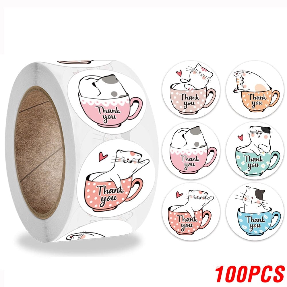 Elegant Cat Thank You Stickers stationery stickers cats