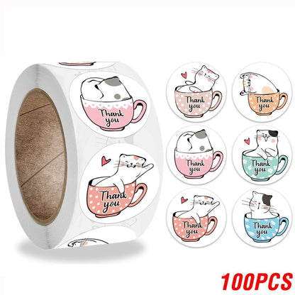 Elegant Cat Thank You Stickers stationery stickers cats