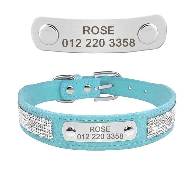Teal Adjustable Cat Collar with Engraved ID Plate