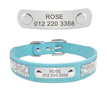 Teal Adjustable Cat Collar with Engraved ID Plate