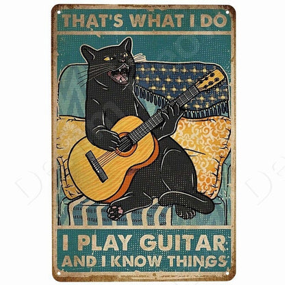 That’s What I Do I Play Guitar Cat Vintage Wall Art
