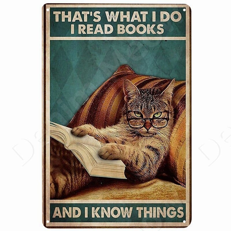 That’s What I Do I Read Books Cat Vintage Metal Poster