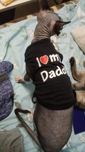 I Love Daddy Mommy Pet Dog Cat Letter Print T-shirt Clothes Apparel LA