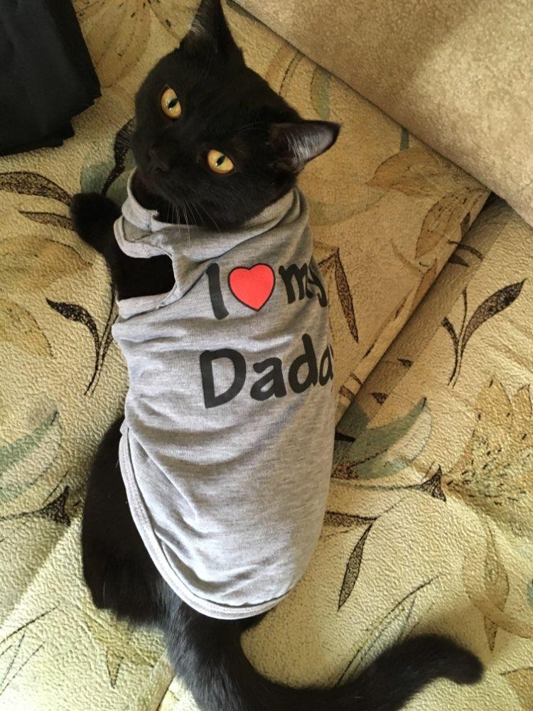 Cotton Pet T Shirts Clothing Cat Kitty Vest Dog Cloth Love  Daddy