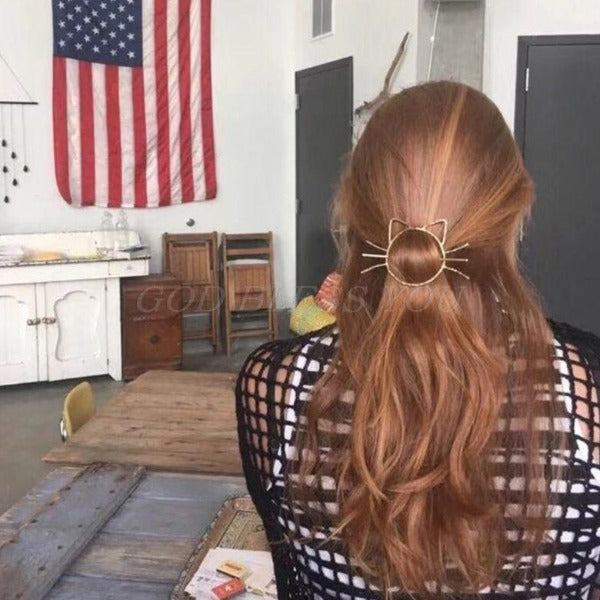 Vintage Cat Hairpin Styling View for Long Hair