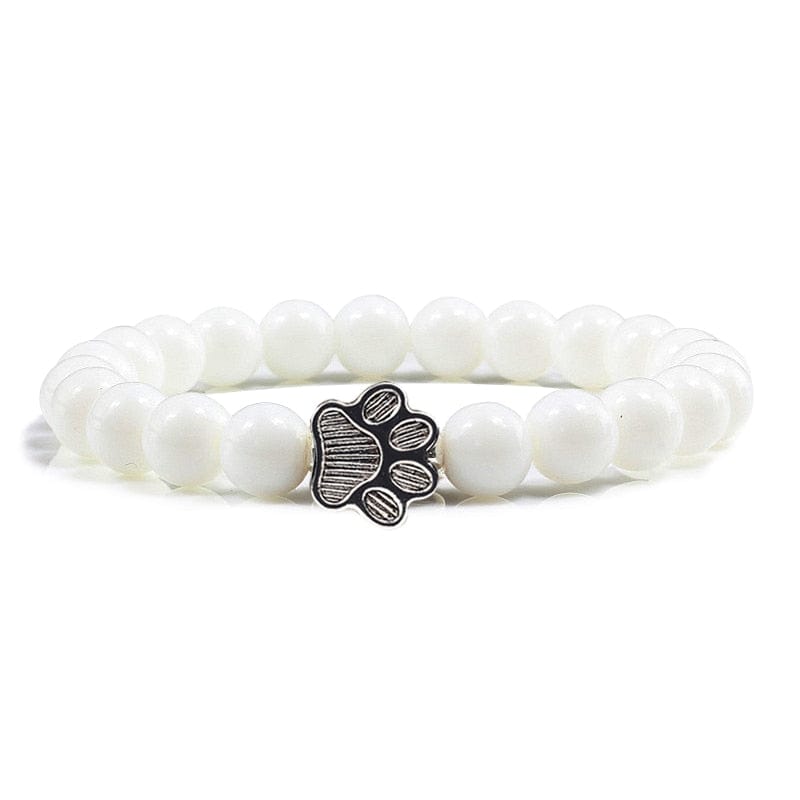 White Beaded Paw Bracelet – Couple Matching Jewelry