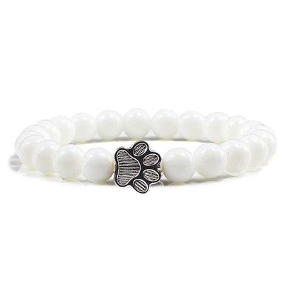 White Beaded Paw Bracelet – Couple Matching Jewelry