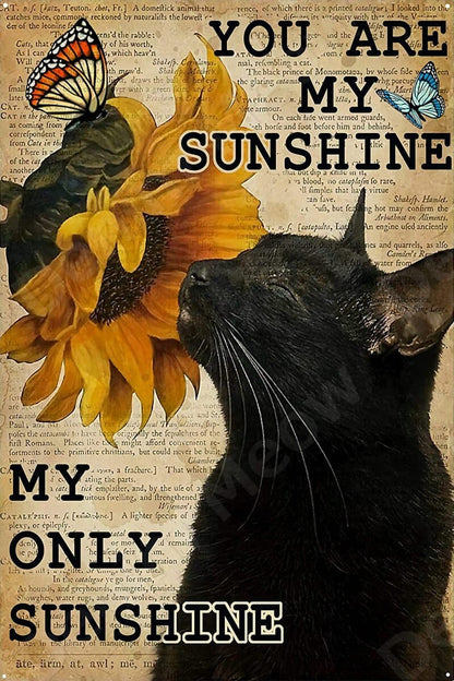You Are My Sunshine Black Cat Vintage Metal Wall Art