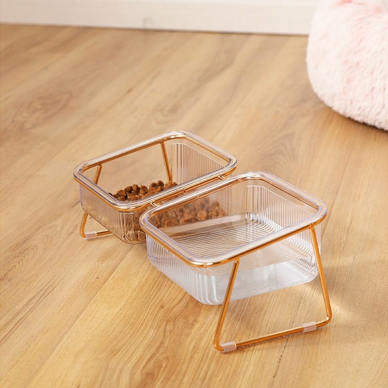 Non-slip transparent cat bowls with chic design cat food bowl transparent