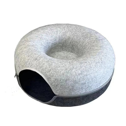 Interactive cat bed in donut shape