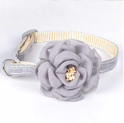 durable cotton polyester cat collar with flower decoration

