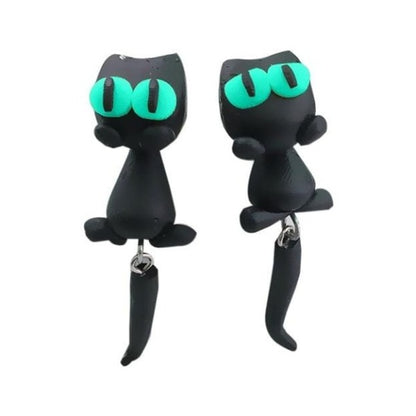 Curiously cute black cat earrings