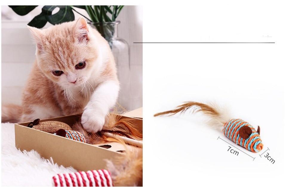 Cat Feather Mouse Stick Toy Funny Kitten Playing