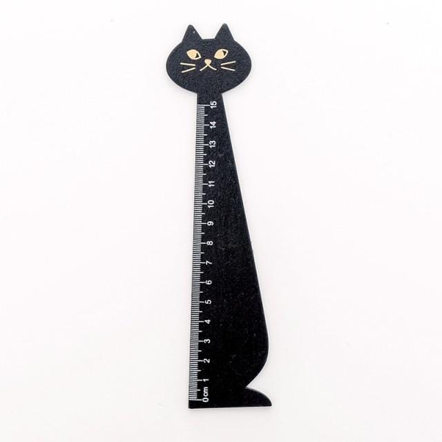 Modern cat motif wooden ruler for measurement