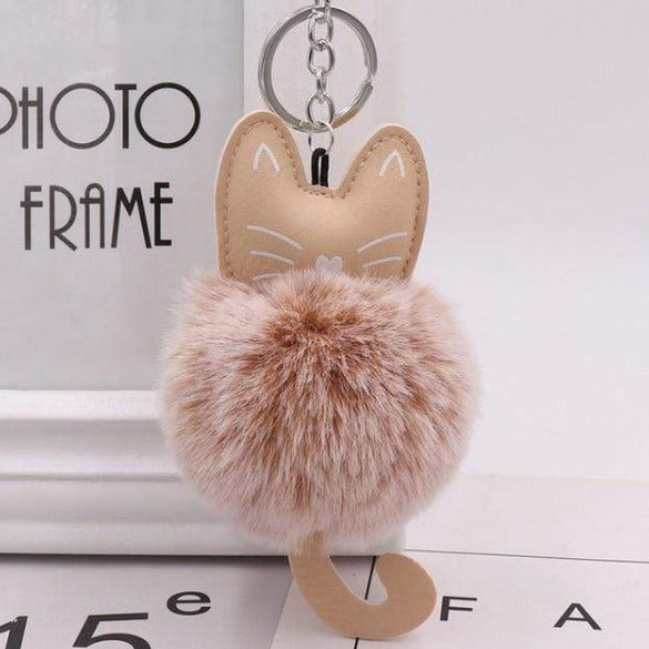 Cat Ear Faux Fur Keychain