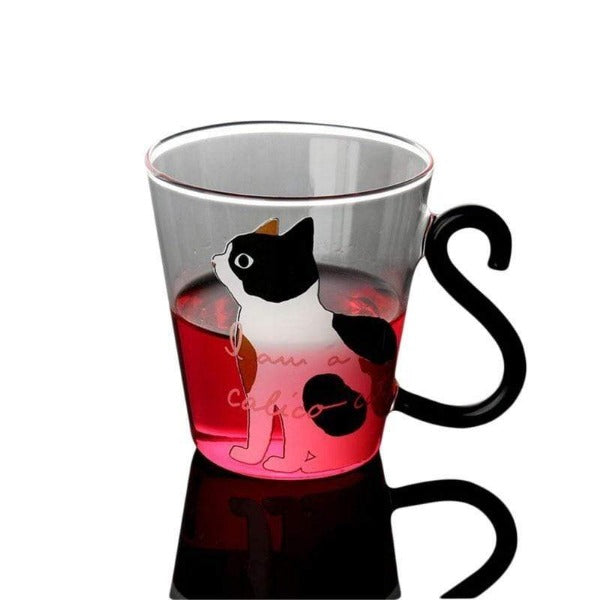  double wall glass mug cat