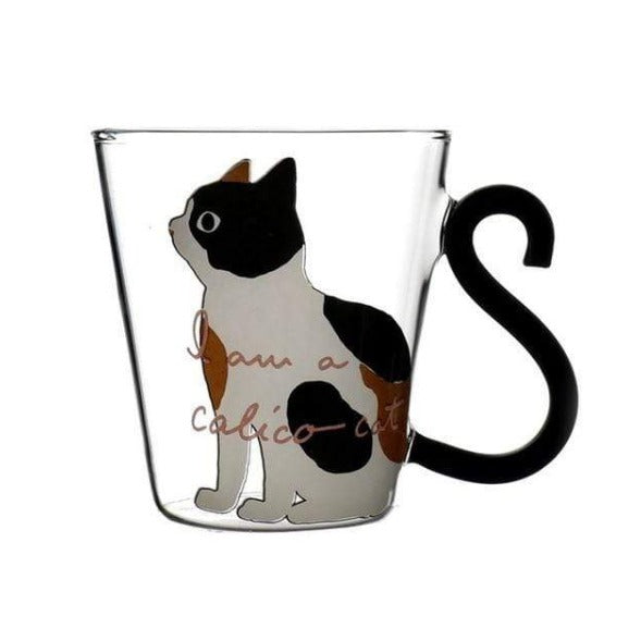 Cute Cat Glass Cup Tea Mug 