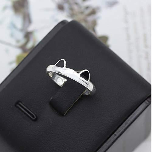 e cat ear ring cute cat  paw footprint finger ring for women