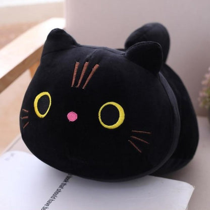 cute plush cat pillow black
