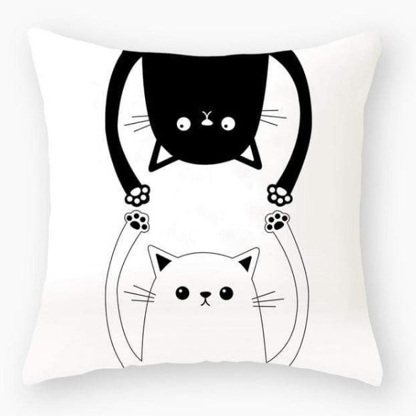 New Cartoon Cat Linen Cushion Cover