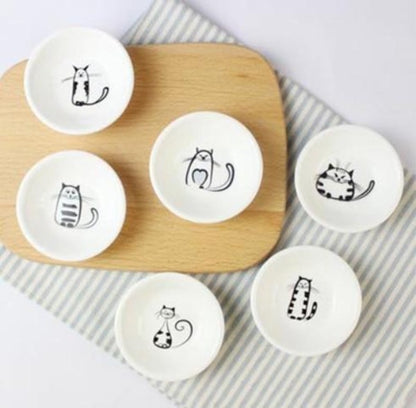 Super Cute Cat Dinnerware Plate Cat Sauce Dish Ceramics Mini Plate Dinner Tray Cartoon Dish Creative Cute Cat Small Saucer Shape Creative Snack Plate
