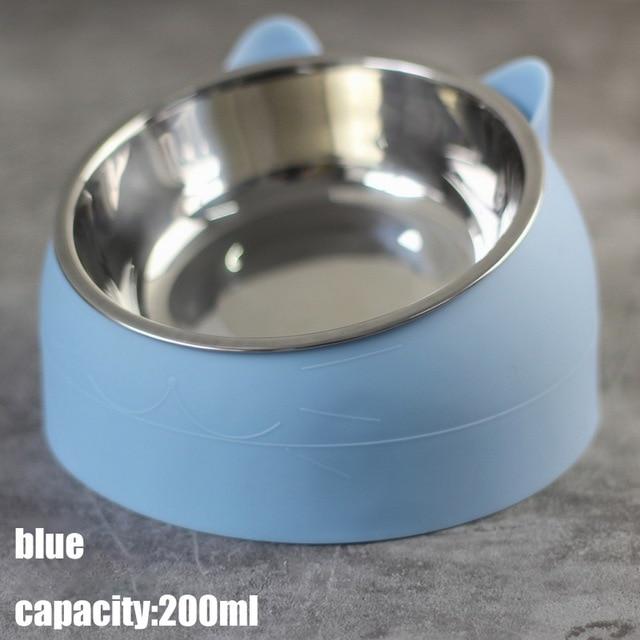 Cute Cat and Dog Bowl Protection Cervical Vertebra Oblique Mouth Pet Stainless Steel Food Bowls