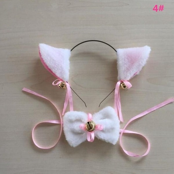 Cat Fox Ears Tail Neckwear Halloween Costume Kit